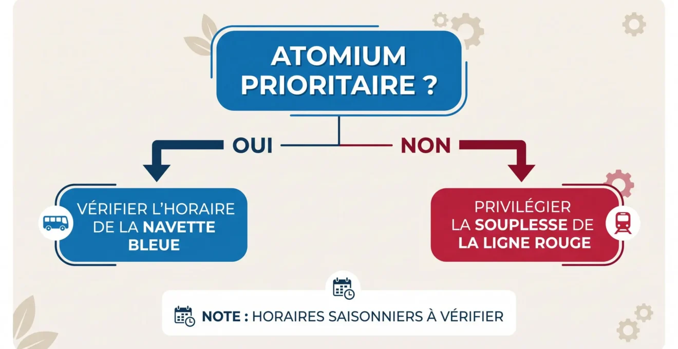 Arbre de décision pour choisir entre ligne rouge et navette Atomium